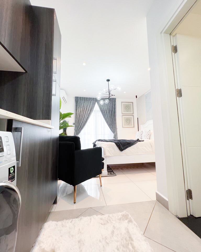 Open-plan studio with bed and living area — Studio | Embassy Gardens